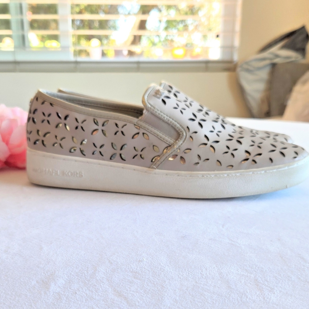 MICHAEL Michael Kors MK Leather Signature Keaton Slip On Sneakers 10M - Picture 6 of 10